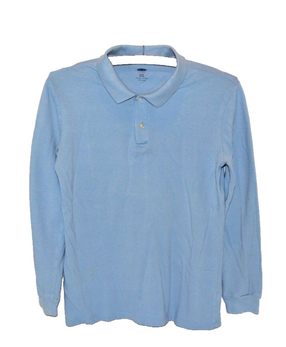 Old Navy Boys Pale Blue Long Sleeve Polo Shirt XL 14-16